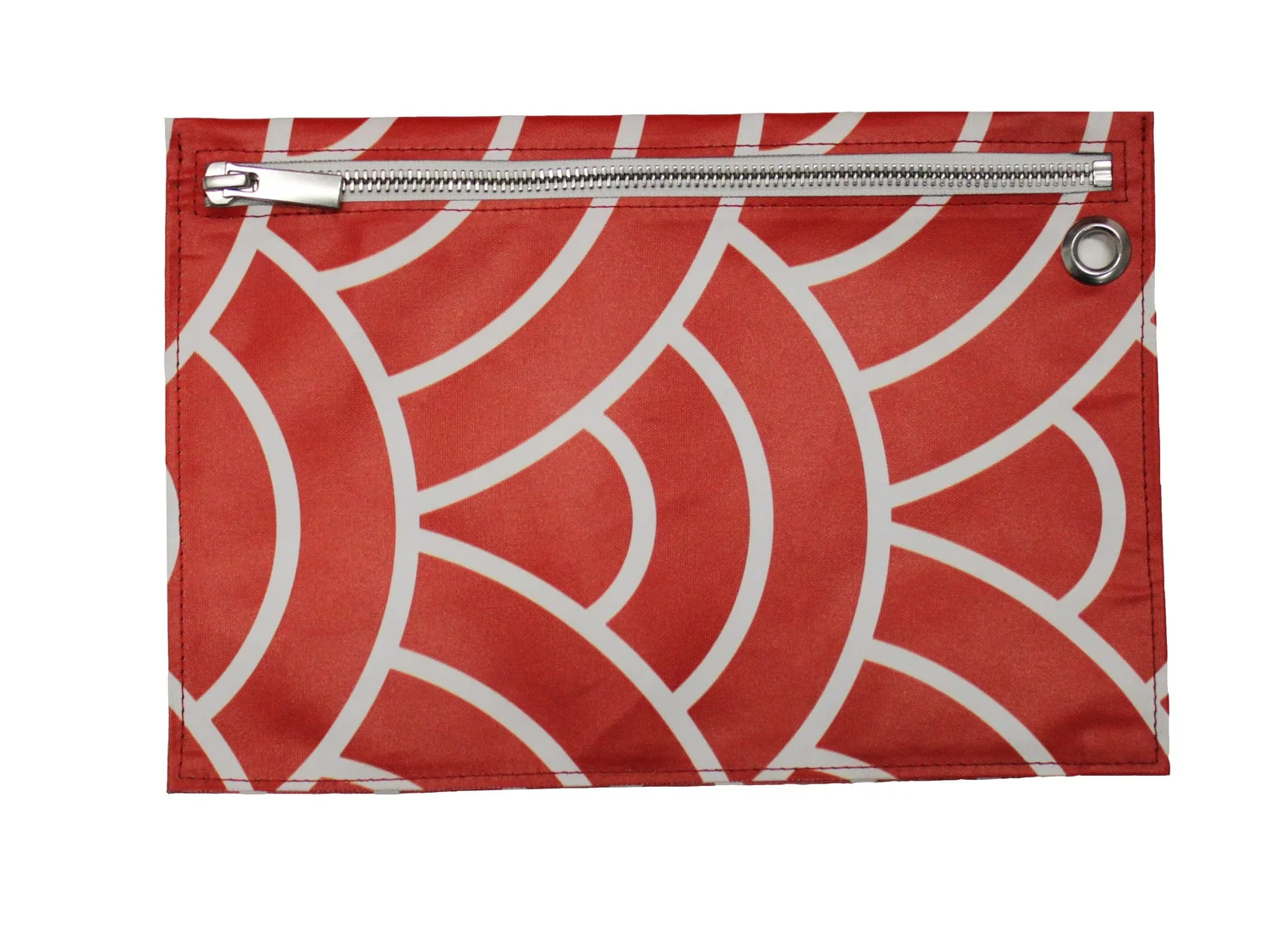 Pochette multi-usages rouge upcyclée à motif vagues